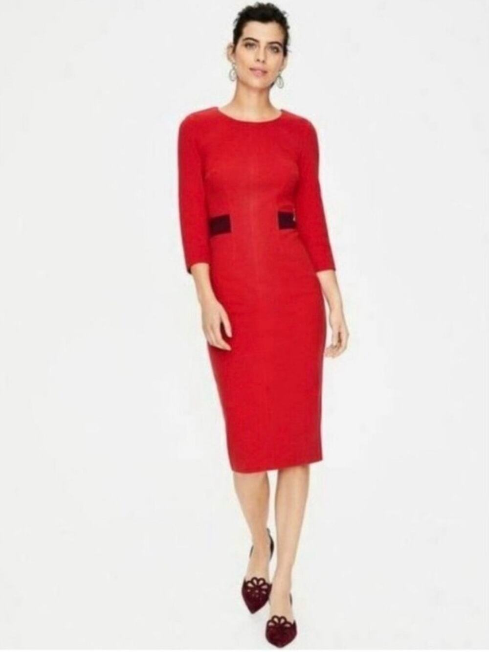 Boden Laura Ottoman Sheath Dress in Drummer Red